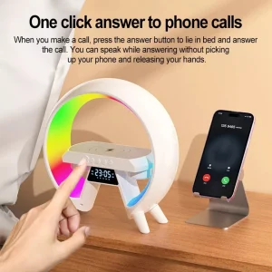 Bluetooth Speaker with Wireless Charger, Digital Clock, Mood Lamp & Alarm - Image 5