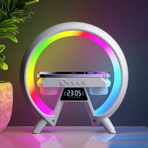 Bluetooth Speaker with Wireless Charger, Digital Clock, Mood Lamp & Alarm - Image 6
