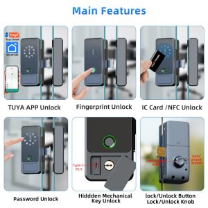 Smart Glass Door Locks, Biometric Fingerprint  Glass Gate Locks - Image 4