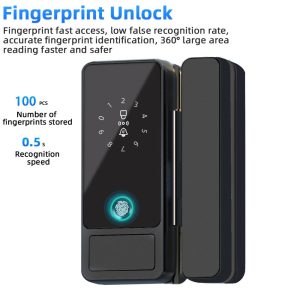 Smart Glass Door Locks, Biometric Fingerprint  Glass Gate Locks - Image 9