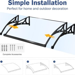 Awning for Door Entrance, Window Awnings Exterior with Aluminum Bracket 1.2m/2.4m or Cut To Size - Image 7