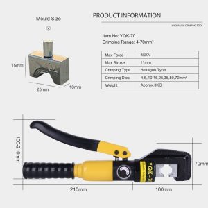 Hydraulic Crimper, Hydraulic Crimper Tool 4mm - 70mm 8T - Image 5