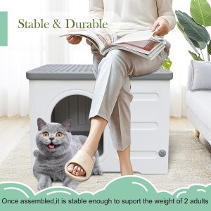 Waterproof Outdoor Cat House, Plastic Cat House for Outdoor Cats Feral Cat House - Image 2