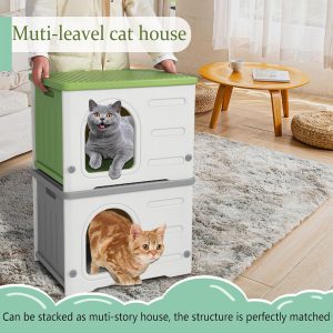 Waterproof Outdoor Cat House, Plastic Cat House for Outdoor Cats Feral Cat House - Image 7