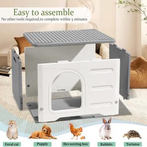 Waterproof Outdoor Cat House, Plastic Cat House for Outdoor Cats Feral Cat House - Image 5