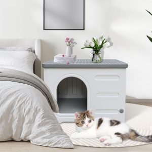 Waterproof Outdoor Cat House, Plastic Cat House for Outdoor Cats Feral Cat House - Image 8