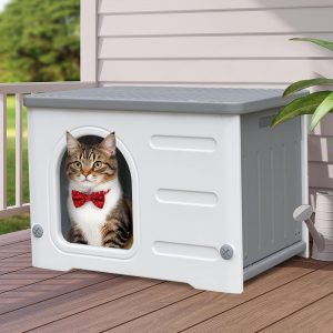 Waterproof Outdoor Cat House, Plastic Cat House for Outdoor Cats Feral Cat House - Image 4