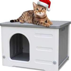 Waterproof Outdoor Cat House, Plastic Cat House for Outdoor Cats Feral Cat House - Image 1