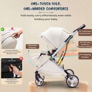 Infant Newborn Pram Stroller with Reversible Seat - Image 4