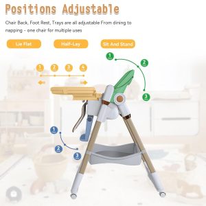 Baby and toddler high chair with removable tray and adjustable backrest - Image 3