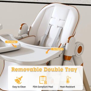 Baby and toddler high chair with removable tray and adjustable backrest - Image 7