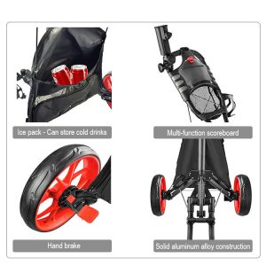 Foldable 4-Wheel Golf Trundler – Lightweight Push Cart for Smooth Mobility & Easy Storage - Image 7