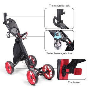 Foldable 4-Wheel Golf Trundler – Lightweight Push Cart for Smooth Mobility & Easy Storage - Image 4