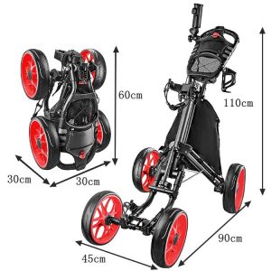 Foldable 4-Wheel Golf Trundler – Lightweight Push Cart for Smooth Mobility & Easy Storage - Image 6