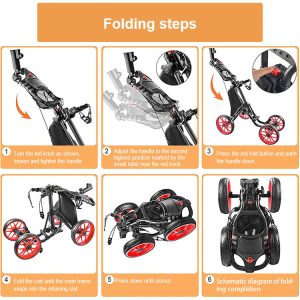 Foldable 4-Wheel Golf Trundler – Lightweight Push Cart for Smooth Mobility & Easy Storage - Image 5