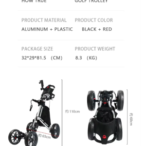 4-Wheel Golf Trundler – Heavy-Duty Golf Push Cart with Umbrella Holder - Image 10