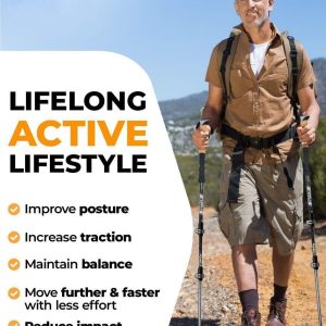 2 pcs High-quality lightweight aluminum alloy trekking poles,Premium aluminum alloy trekking poles – adjustable length, up to 135 cm. - Image 4