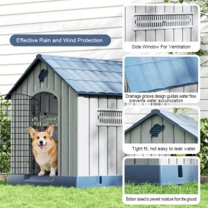 Dog House Outdoor Indoor, Weatherproof Dog House with Elevated Floor - Image 8