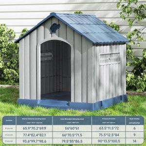 Dog House Outdoor Indoor, Weatherproof Dog House with Elevated Floor - Image 2