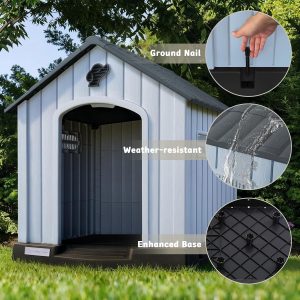 Dog House Outdoor Indoor, Weatherproof Dog House with Elevated Floor - Image 6