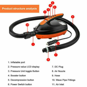 SUP Electric Air Pump with battery clamp - Image 2