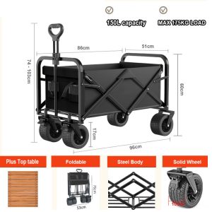 Folding Wagon Cart, Large Capacity Foldable Beach Wagon - Image 5