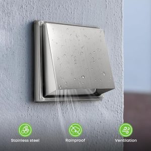 Cowl Wall Vent Cover, Dryer Vent Cap, 304 Stainless Steel -125mm / 150mm - Image 3