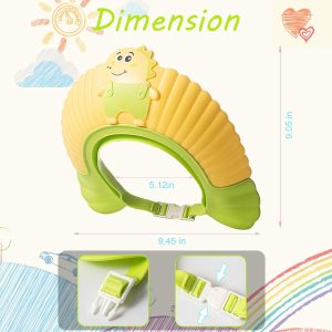 Baby Shower Cap Shield, Shower Cap for Kids - Yellow Little Dinosaur - Image 2