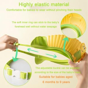 Baby Shower Cap Shield, Shower Cap for Kids - Yellow Little Dinosaur - Image 4