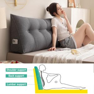 Soft Headboard Pillow,Bedside Reading Cushion,Triangular Headboard Pillow,Large/Small - Image 3