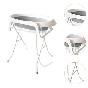Baby Bathtub with Stand and Bath Support Seat, Indoor Baby Bath Tub Stand Set for Newborn Baby Kids Gray - Image 4