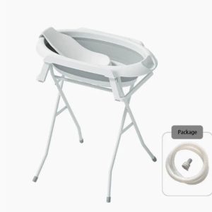 Baby Bathtub with Stand and Bath Support Seat, Indoor Baby Bath Tub Stand Set for Newborn Baby Kids Gray - Image 3