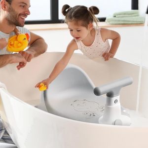 Baby Bath Seat, Children Shower Stool with Cartoon Motorcycle Shape - Image 3