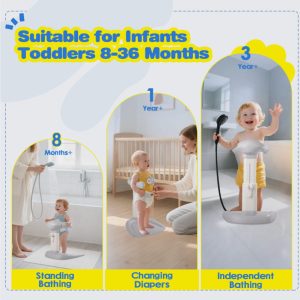 Baby Shower Stand, Adjustable Bath Shower Standing Support - Grey - Image 5