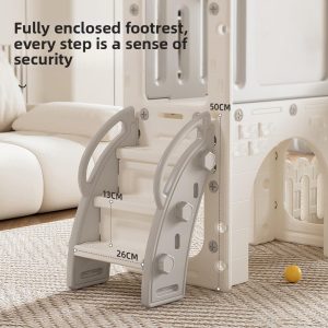 9 in 1 Kids Slide Set Ladder, Telescope, Basketball Hoop Playset - Image 3