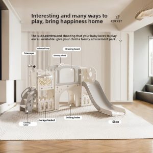 9 in 1 Kids Slide Set Ladder, Telescope, Basketball Hoop Playset - Image 4