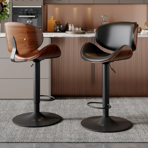 Adjustable Swivel Bar Stools, Mid-Century Modern PU Leather Counter Height Bar Stool for Kitchen Island Bar Chairs with Back - Image 7