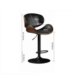 Adjustable Swivel Bar Stools, Mid-Century Modern PU Leather Counter Height Bar Stool for Kitchen Island Bar Chairs with Back - Image 2