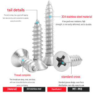50pcs Phillips Flat Head Wood Screws, Stainless Steel self tapping Screws - Image 2
