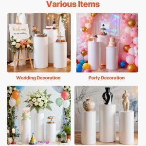 Wedding Cake Flower Display Stand, Pedestal Stands, Thickened PVC Round Pedestal Display Plinth Pillars for Wedding Birthday Art Decor - Image 3