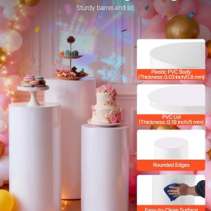 Wedding Cake Flower Display Stand, Pedestal Stands, Thickened PVC Round Pedestal Display Plinth Pillars for Wedding Birthday Art Decor - Image 4