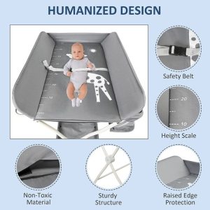 Baby Changing Table with Wheels, Folding Baby Diaper Changing Tables with Storage - Image 8