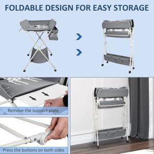 Baby Changing Table with Wheels, Folding Baby Diaper Changing Tables with Storage - Image 6