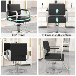 Hydraulic Barber Styling Chair, Salon Chair, Height Adjustable Salon Seat with 360° Swivel and Heavy Duty Base - Image 4
