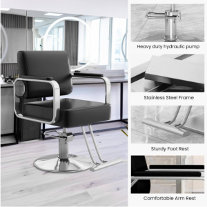 Hydraulic Barber Styling Chair, Salon Chair, Height Adjustable Salon Seat with 360° Swivel and Heavy Duty Base - Image 5