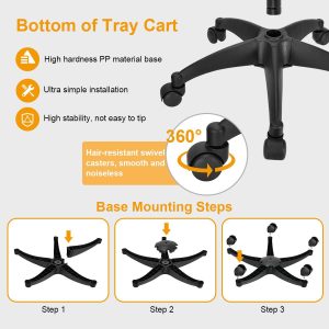 Rolling Salon Tray Cart, Metal Salon Tray on Wheels, Adjustable Hairstylist Trays Salons Stations for Hair Stylist, Tattoo Trays Trolley Cart - Image 6