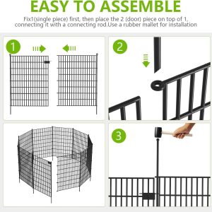 Metal Garden Fence ,Heavy Duty Garden Fence with Gate 6/9/10 Panels - Image 4