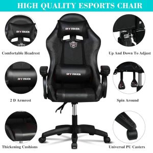 Ergonomic Gaming Chair, Comfortable Swivel Computer Chair, Adjustable Gamer Chair, Desk Chair - Image 4