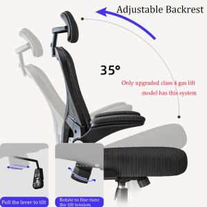 Ergonomic Office Chair with Lumbar Support & Headrest, Class 3/4 Gas Lift Cylinder, upgraded 135° Reclining Back - Image 8