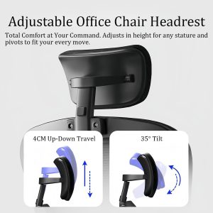 Ergonomic Office Chair with Lumbar Support & Headrest, Class 3/4 Gas Lift Cylinder, upgraded 135° Reclining Back - Image 7